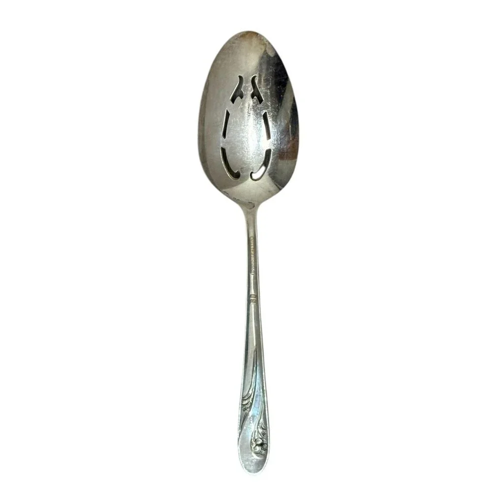 Holmes & Edwards IS‎ Romance Slotted Serving Spoon Vintage Silverplate USA Made